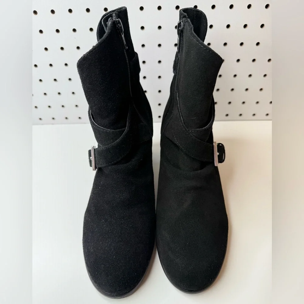 Anthropologie Matisse Harper Black Suede Leather Ankle Boots Women’s 7M Side Zip